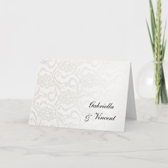 Invitación a la boda de encaje blanco (Anverso)