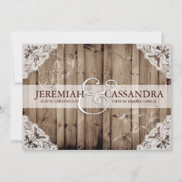 Invitación a la boda de encaje blanco antiguo