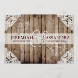 Invitación a la boda de encaje blanco antiguo