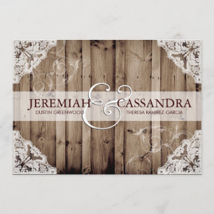 Invitación a la boda de encaje blanco antiguo