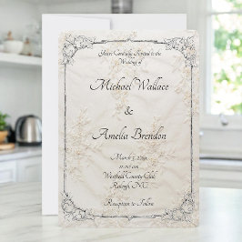 Invitación a la boda de encaje bordado