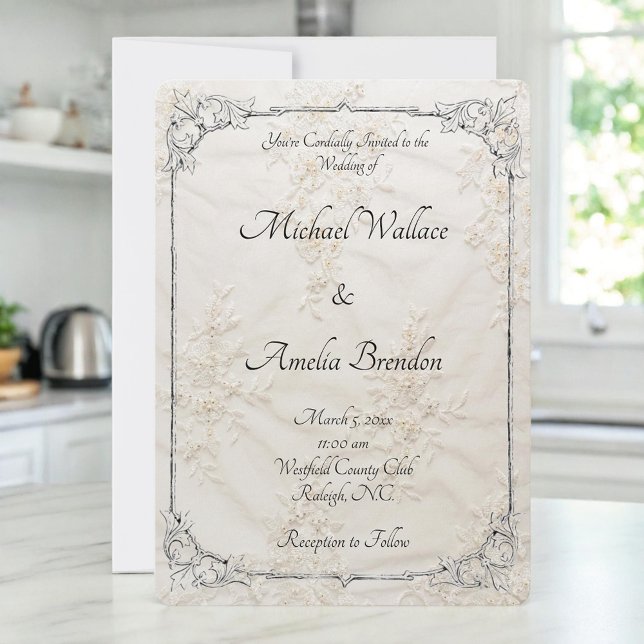Invitación a la boda de encaje bordado (Subido por el creador)