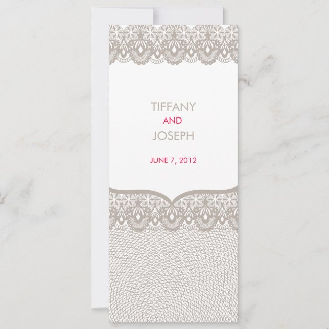 Invitación a la boda de encaje cappuccino (Anverso)