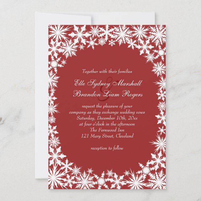 Invitación a la boda de encaje de invierno (Anverso)