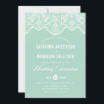 Invitación a la boda de encaje de Mint Brocade<br><div class="desc">Patrón de encaje brocado elegante y caprichoso. Hay otros colores y elementos coincidentes disponibles.</div>
