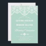 Invitación a la boda de encaje de Mint Brocade<br><div class="desc">Patrón de encaje brocado elegante y caprichoso. Hay otros colores y elementos coincidentes disponibles.</div>