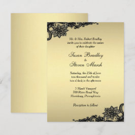 Invitación a la boda de encaje de oro