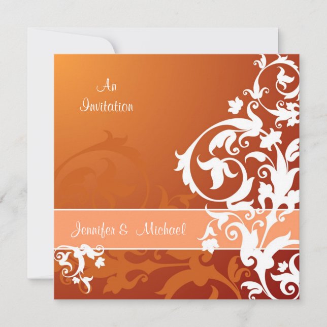 Invitación a la boda de encaje de otoño (Anverso)