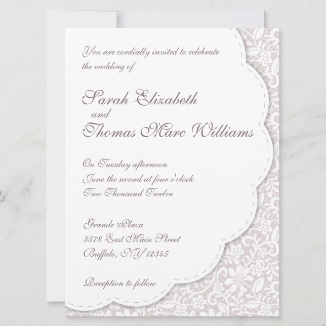 Invitación a la boda de encaje decorativa (Anverso)