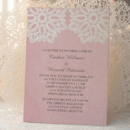 Invitación a la boda de encaje elegante rosa