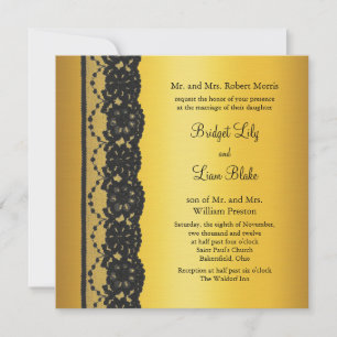Invitación a la boda de encaje en oro