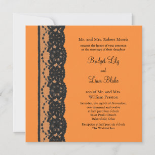 Invitación a la boda de encaje francés (naranja)