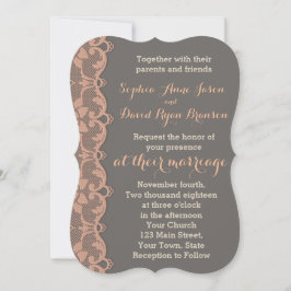 Invitación a la boda de encaje gris de pintura de 