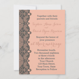 Invitación a la boda de encaje gris de pintura de 