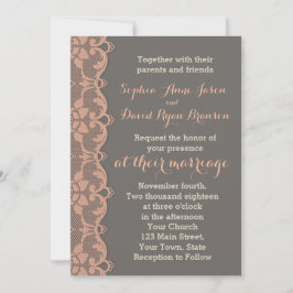 Invitación a la boda de encaje gris de pintura de 