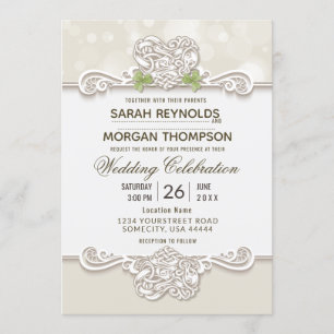 Invitación a la boda de encaje irlandesa