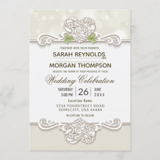 Invitación a la boda de encaje irlandesa