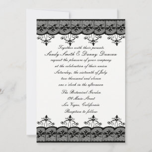 Invitación a la boda de encaje negro