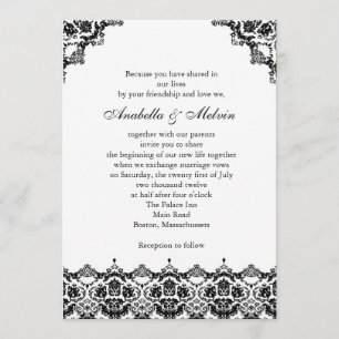 Invitación a la boda de encaje negro