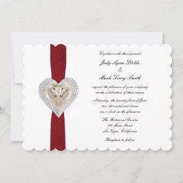 Invitación a la boda de encaje rojo de Unicornio
