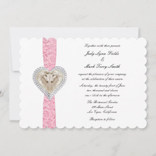 Invitación a la boda de encaje rosa de Unicorn