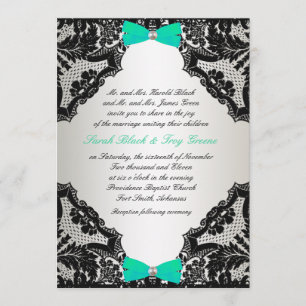 Invitación a la boda de encaje verde rojo, blanco 