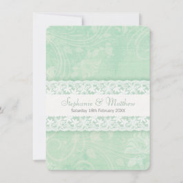 Invitación a la boda de encaje verde y blanco