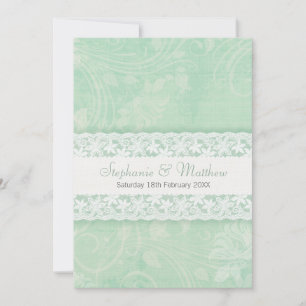 Invitación a la boda de encaje verde y blanco