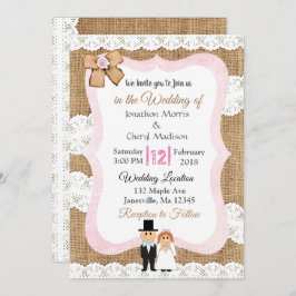 Invitación a la boda de encaje y bodas en Burlap