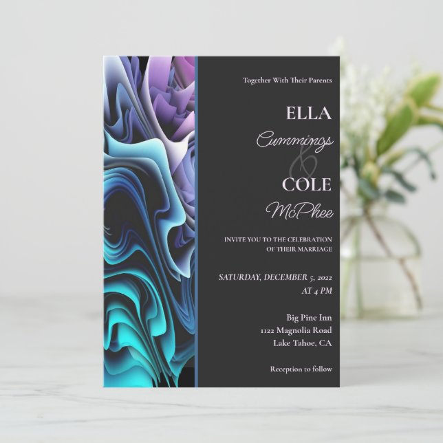 Invitación a la boda de encantamiento colorido (Anverso de pie)