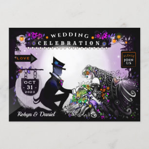 Invitación a la boda de encantamiento de Halloween