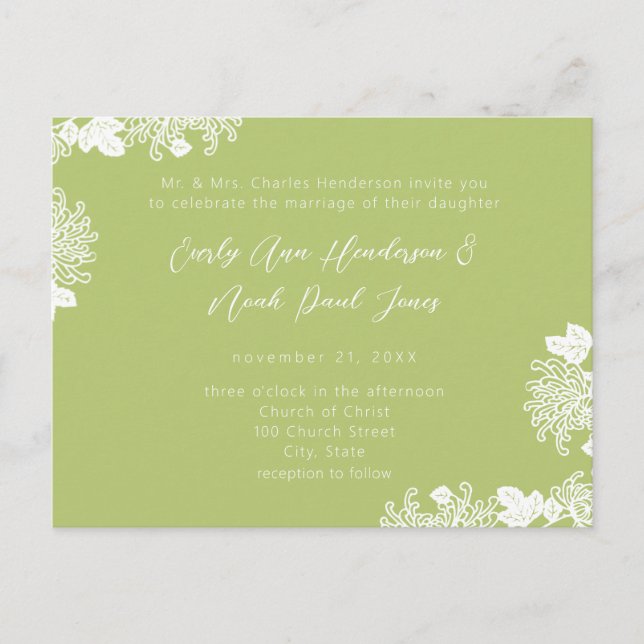 Invitación a la boda de encantamiento verde (Anverso)
