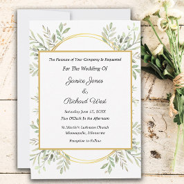 Invitación a la Boda de Enfoque de Oro Eucalyptus