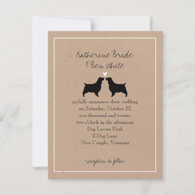 Invitación a la boda de English Springer Spaniels (Anverso)