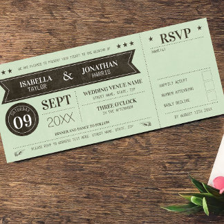 Invitación a la boda de entradas antiguas con RSVP
