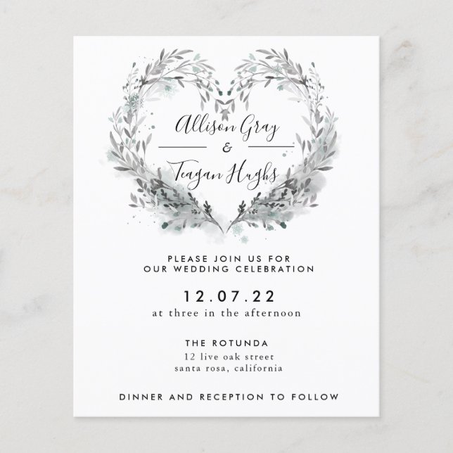Invitación a la boda de escarcha | Folleto presupu (Frente)