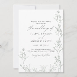 Invitación a la boda de escritura blanca y verde s