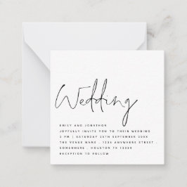 Invitación a la boda de escritura manuscrita blanc