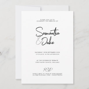 Invitación a la boda de escritura moderna de perso