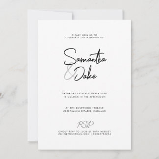 Invitación a la boda de escritura moderna de perso