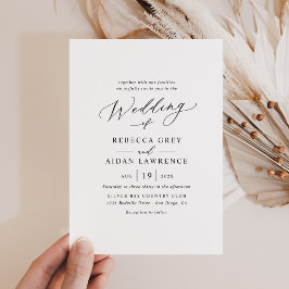 Invitación a la boda de escritura moderna mínima d