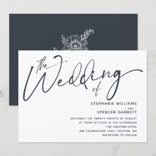 Invitación a la boda de escritura moderna mínima s