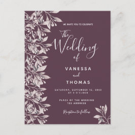 Invitación a la boda de escritura rosa botánica Ca
