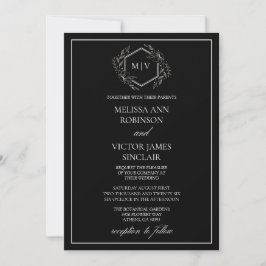 Invitación a la boda de Escudos en monograma blanc