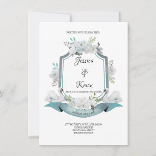 Invitación a la boda de escudos Swan