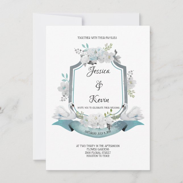 Invitación a la boda de escudos Swan (Anverso)