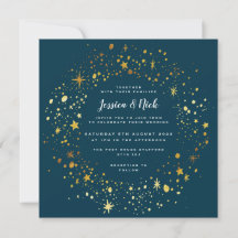 Invitación a la boda de esparkle con estrellas de