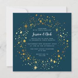 Invitación a la boda de esparkle con estrellas de 