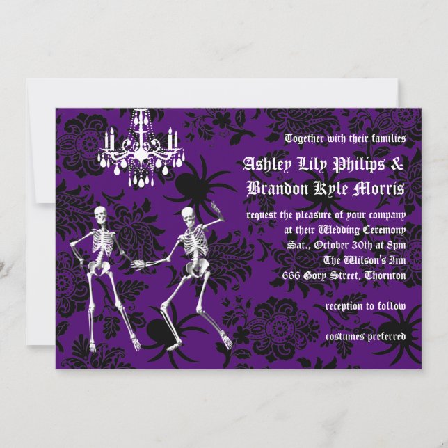 Invitación a la boda de esqueletos glamourosos (pú (Anverso)