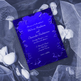 Invitación a la boda de estilo azul vintage